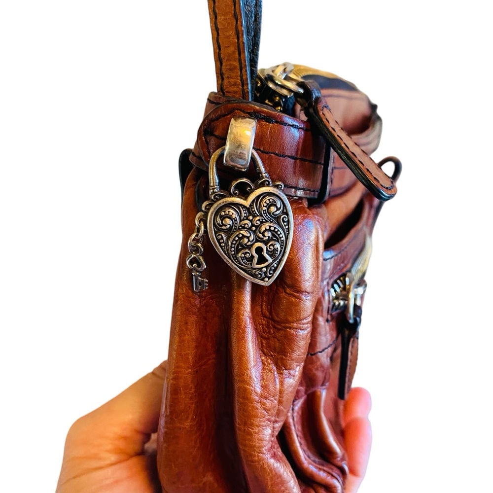 Brighton Small Brown Croc Embossed Leather Crossbody Organizer - Picture 4 of 10
